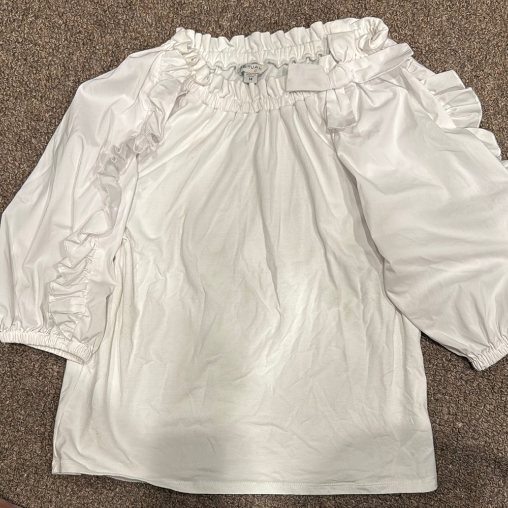 Habitual girl White Ruffled Blouse with Bow